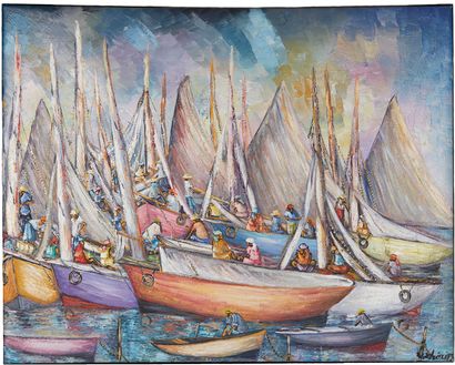null SHERITZ? XXème siècle
Voiliers et barques
Toile, signée en bas à droite
57 x...