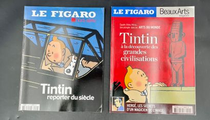  HERGÉ - TINTIN : DOCUMENTATION : Un Figaro H.S sur Tintin et un Figaro avec Beaux-Arts... Gazette Drouot