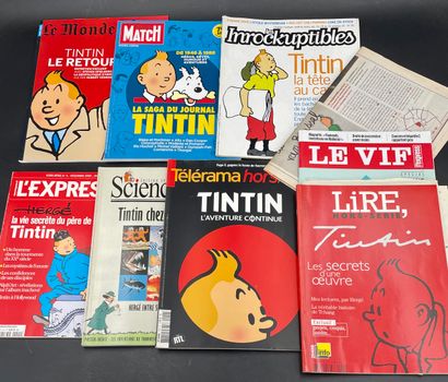  HERGÉ - TINTIN : DOCUMENTATION - L emOnde HS, Tintin le retour, Paris-Paris-Match... Gazette Drouot