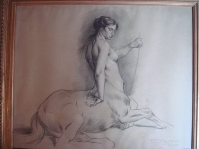 null Eugène FROMENTIN (1820-1876)
étude d'une Centauresse
Fusain et sanguine avec...