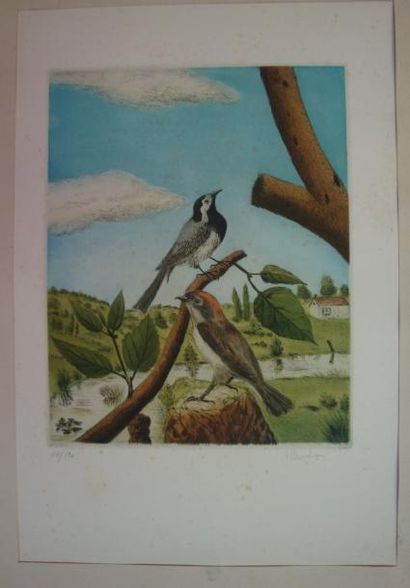 André BAUCHANT (1873-1958) L'oiseau Lithographie, contresignée et numérotée 64/120,...