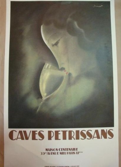 null Affiche originale lithographiée,"Caves Petrissans", D'après Loupot, 101 x 65...