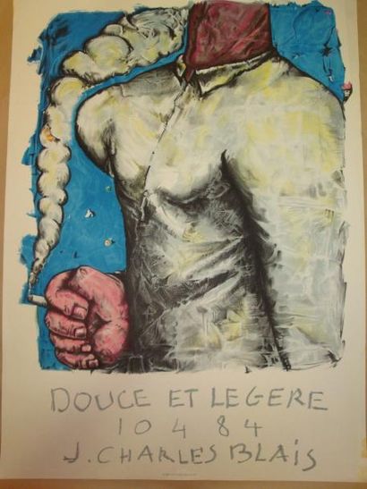 null Affiche originale lithographiée, BLAIS Jean-Charles, "Douce et légère 1984",...
