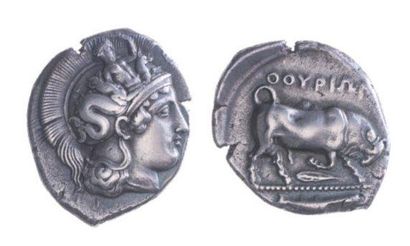 null LUCANIE, Thurium (400-310). Statère (7,76 g) à la tête casquée d'Athéna. R/...