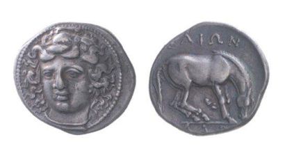 null THESSALIE, Larissa (430-400). Drachme (6,07 g) à la tête de la nymphe Larissa....