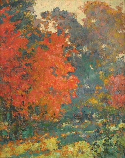 Attribué à Victor CHARRETON (1864-1936) Paysage d'automne

Huile sur panneau, non...