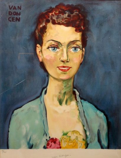 Kees VAN DONGEN (1877 - 1968) Hommage à Marie-Claire, lithographie couleurs, signée...