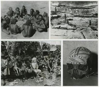 null Aborigènes d'Australie et Nouvelle-Guinée, vers 1950. Quatre épreuves d'époque...