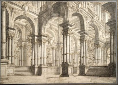null Attribué à BIBIENA (Bologne 1659-1739)
Architecture de fantaisie
Plume, encre...