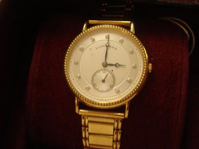 null LONGINES
Monte or jaune sertie de brillants, bracelet or jaune, mouvement q...