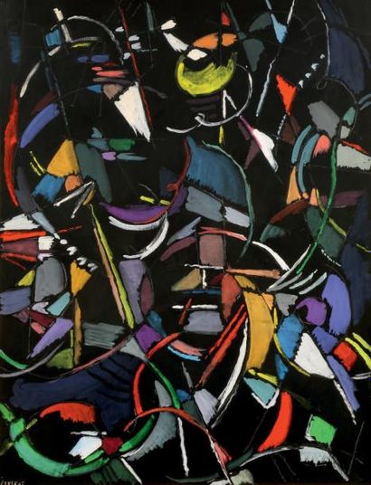 André LANSKOY (1902-1976) Composition Gouache, signée en bas à gauche. 63 x 48 cm...