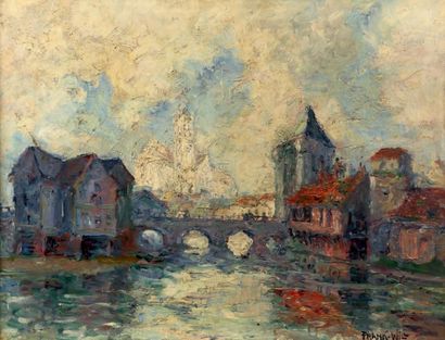 FRANK-WILL (1900-1951) Le pont de Moret-sur-Loing Huile sur toile, signée en bas...