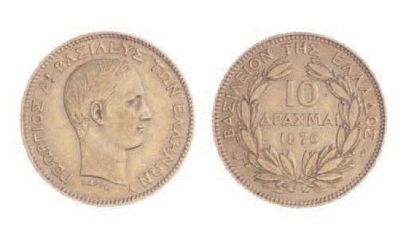 GRÈCE George I (1863-1913). 10 drachmes, 1876, au buste jeune par Barre. Rare et...