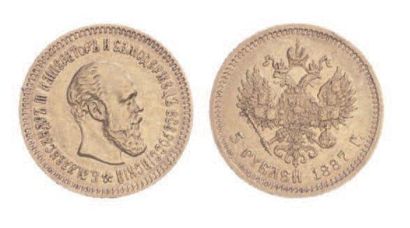 RUSSIE Alexandre III (1881-1894). 5 roubles, 1887. TTB