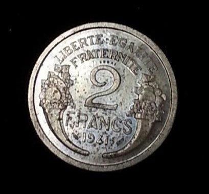 null FRANCE, État Français (1940-1944). Essai en fer (5,07g) de la 2 francs Morlon...