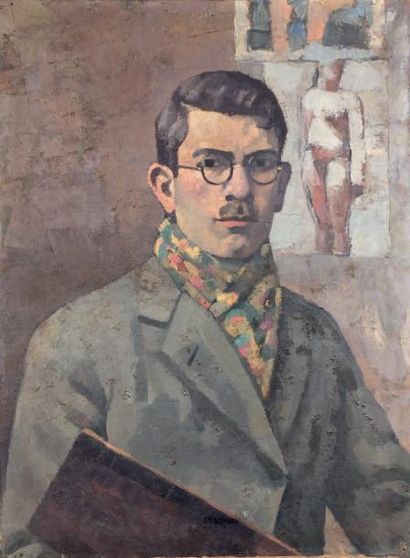 ATELIER VANBER(1905-1994) Autoportrait, vers 1923 Huile sur toile, signée du cachet...