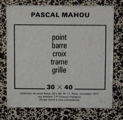 Pascal MAHOU Point barre croix trame grille, Collections de porte-folios 30x40, n°11...