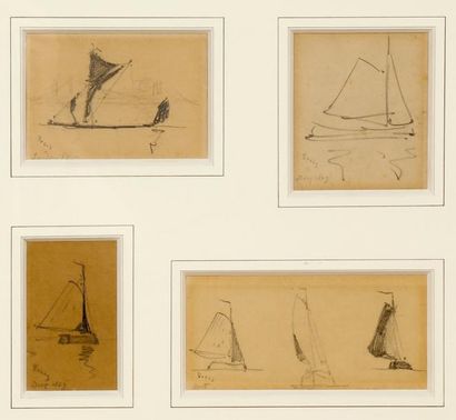 FRANK BOGGS (1855-1926) Etude de voiliers durant le voyage à Londres de l'artiste,...