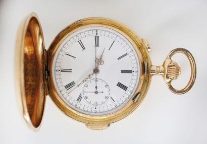 null Montre chronographe savonnette en or à répétition des minutes signée 'Ls. Armano...