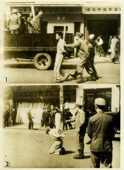 null Chine Populaire. Shangaï, exécutions de prisonniers politiques, 1949. Deux tirages...