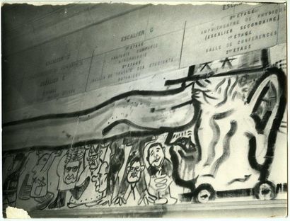 Mai 1968 Art estudiantin à la Sorbonne: fresques, statues détournées. Quinze tirages...