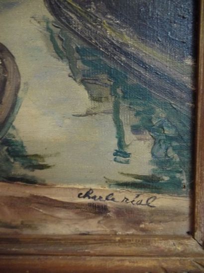 Charles REAL (XIXème-XXème siècle) Marseille sous la neige Huile sur toile, signée...
