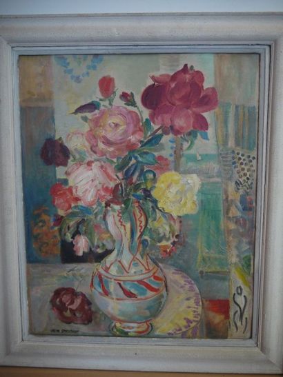 Oskar SPIELMANN (1901-c.1975) Bouquet de fleurs Huile sur carton, signé en bas à...