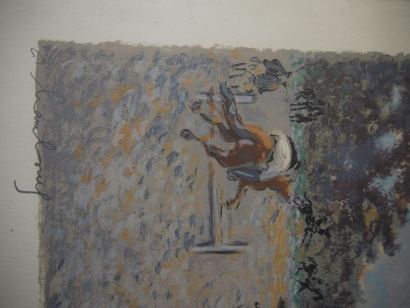 André HAMBOURG (1909 1999) L'entrainement des jockeys Lithographie, épreuve d'artiste...