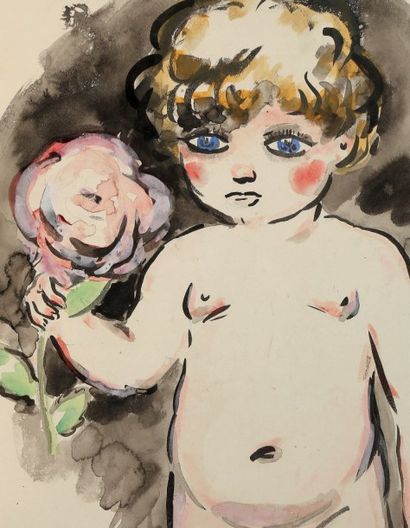 Kees VAN DONGEN (1877 1968) L'enfant à la rose Dessin préparatoire à l'affche du...