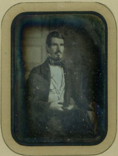 SABATIER-BLOT Portrait d'homme, vers 1850. Daguerréotype d'époque, à vue 8,6 x 6,6...
