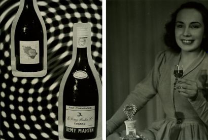 REMY MARTIN Deux photographies publicitaires pour le cognac Rémy Martin, vers 1960....