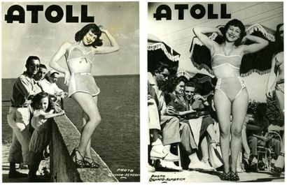 QUINIO-ELMERICH Deux photographies: photomontages pour les bikinis Atoll, vers 1960....