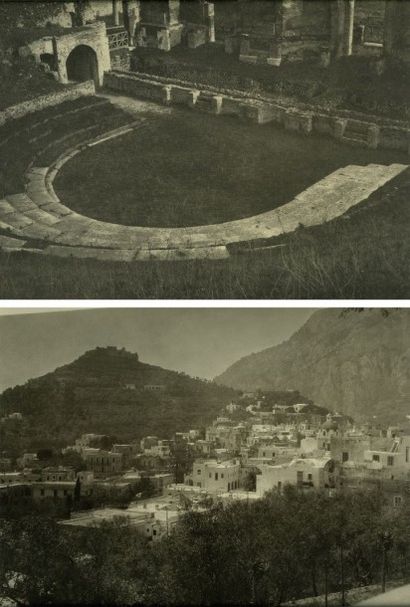 Photographe non identifié Deux vues de Grèce, vers 1920. Tirages au charbon d'époque,...