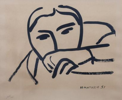 D'après Henri MATISSE (1869 - 1954) ETUDE D' HOMME DE FACE 32 x 42 cm. Offset lithographique....