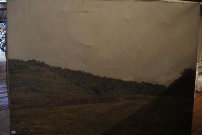 Victor BINET (1849-1924) Les deux pies dans le grand champ Huile sur toile, signée...
