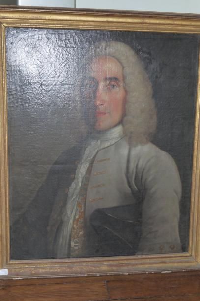 École FRANÇAISE du XVIIIe siècle Portrait d'homme à la perruque, huile sur toile...