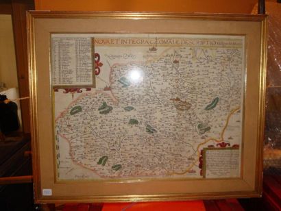 null Carte ancienne, de la région du Mans, encadrée, 36 x 46 cmOn y joint une carte...
