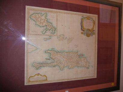 null Carte de l'île de Saint Domingue en couleurs, XVIIIe siècle, 49 x 53 cm