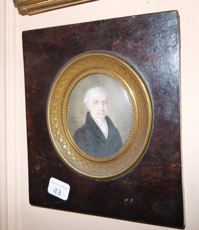 null Miniature, "Portrait d'un gentilhomme", signée en bas à gauche "CHAPON" et datée...