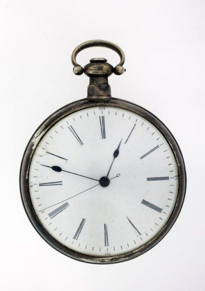 null Montre en argent style "marché chinois', vers 1830. Cadran en émail blanc (accident),...