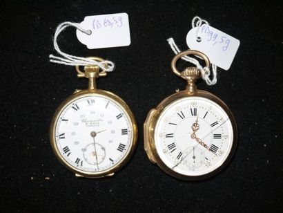 null Deux montres à ancre en or, fin XIXe siècle. (Pb 168gr.)