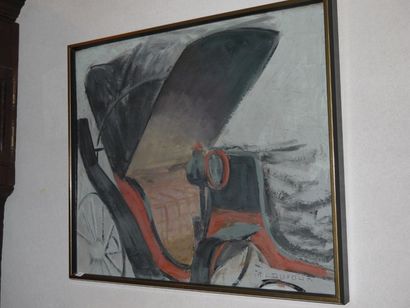 Roger-Lucien DUFOUR (1918) La calèche, huile sur toile, signé en bas à droite " R.L....