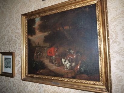 BEELDMAKER Scène de chasse, huile sur toile signée en bas à droite