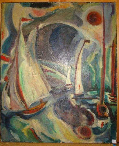 André Marius Théodore GAUTRONNEAU (1920 - 2008) Les voiliers, huile sur toile, signée...