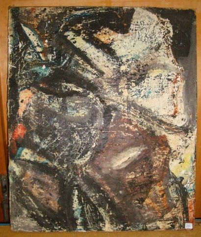André Marius Théodore GAUTRONNEAU (1920 - 2008) Composition, huile sur toile, 54,5...