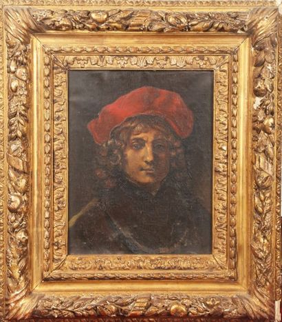 ECOLE FRANCAISE DU XIXème siècle Portrait en buste d'un homme coiffé d'une faluche...