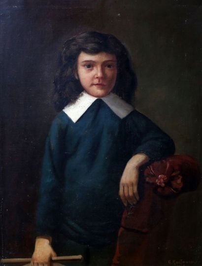 KAUFMANN G.(XIXème -XXème siècle) Portrait d'un jeune garçon Huile sur toile, signée...