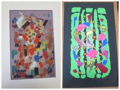 Albert Voisin dit VANBER (1905-1994) Deux compositions abstraites Une huile sur papier...