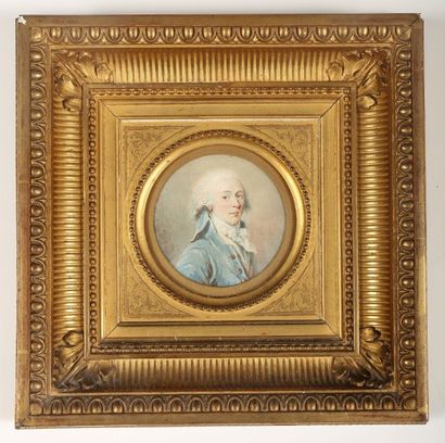 Ecole Française dernier quart du XVIIIe siècle Portrait d'homme en redingote bleue...
