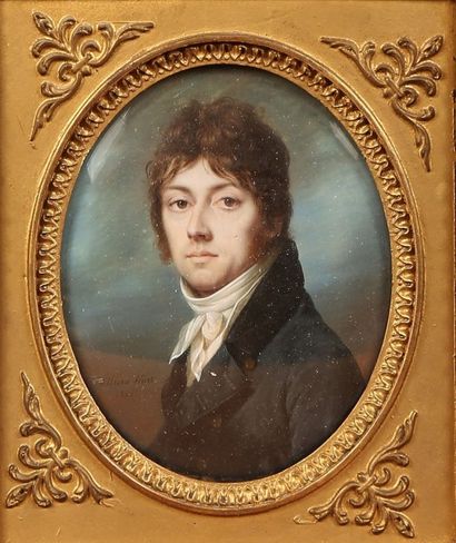 VILLIERS HUET Jean - François - Marie Paris 1772 - Londres 1813 Portrait d'homme...